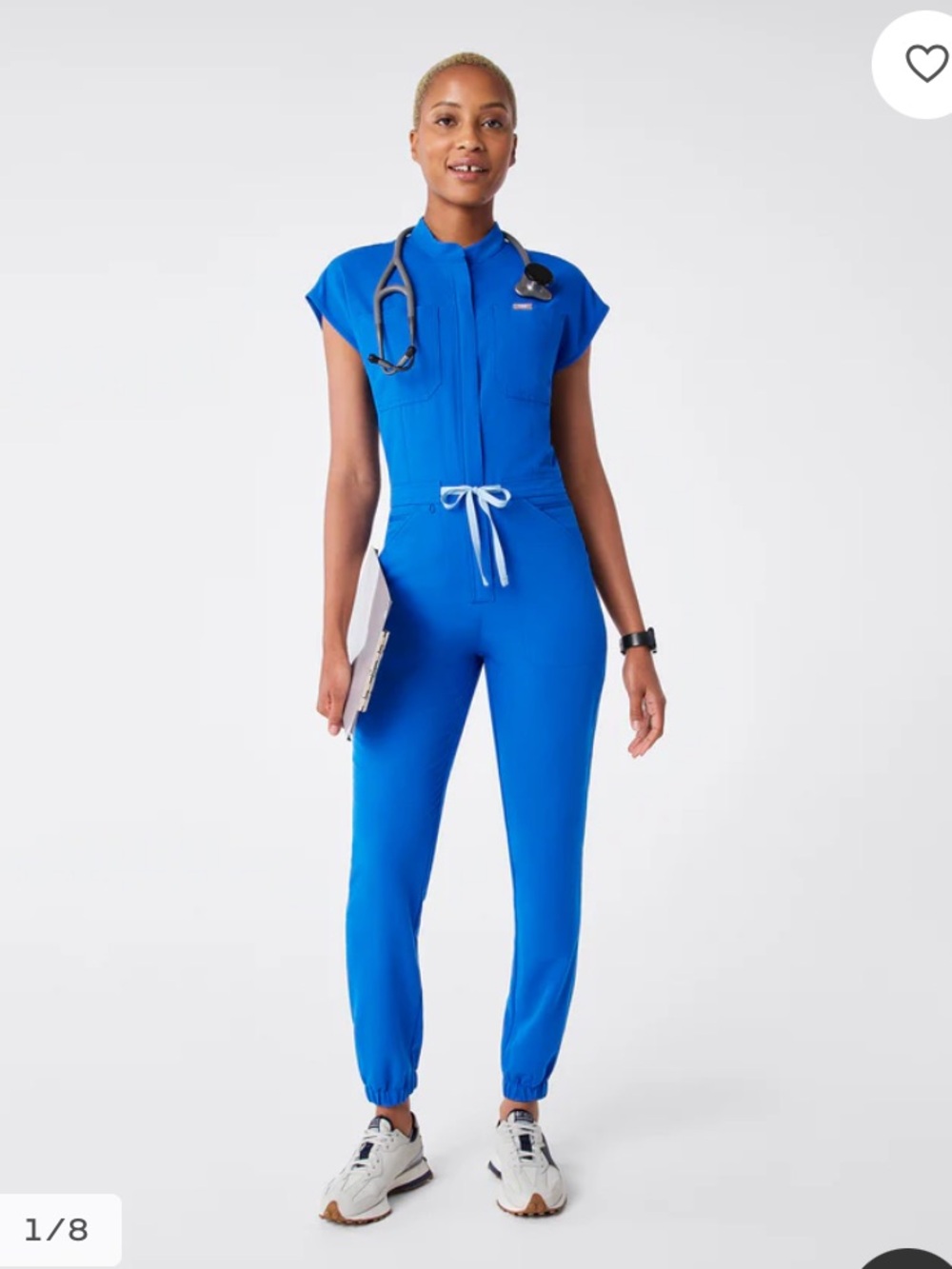 FIGS Rafaela Women's Royal Blue scrub Jumpsuit with Drawstring Waist